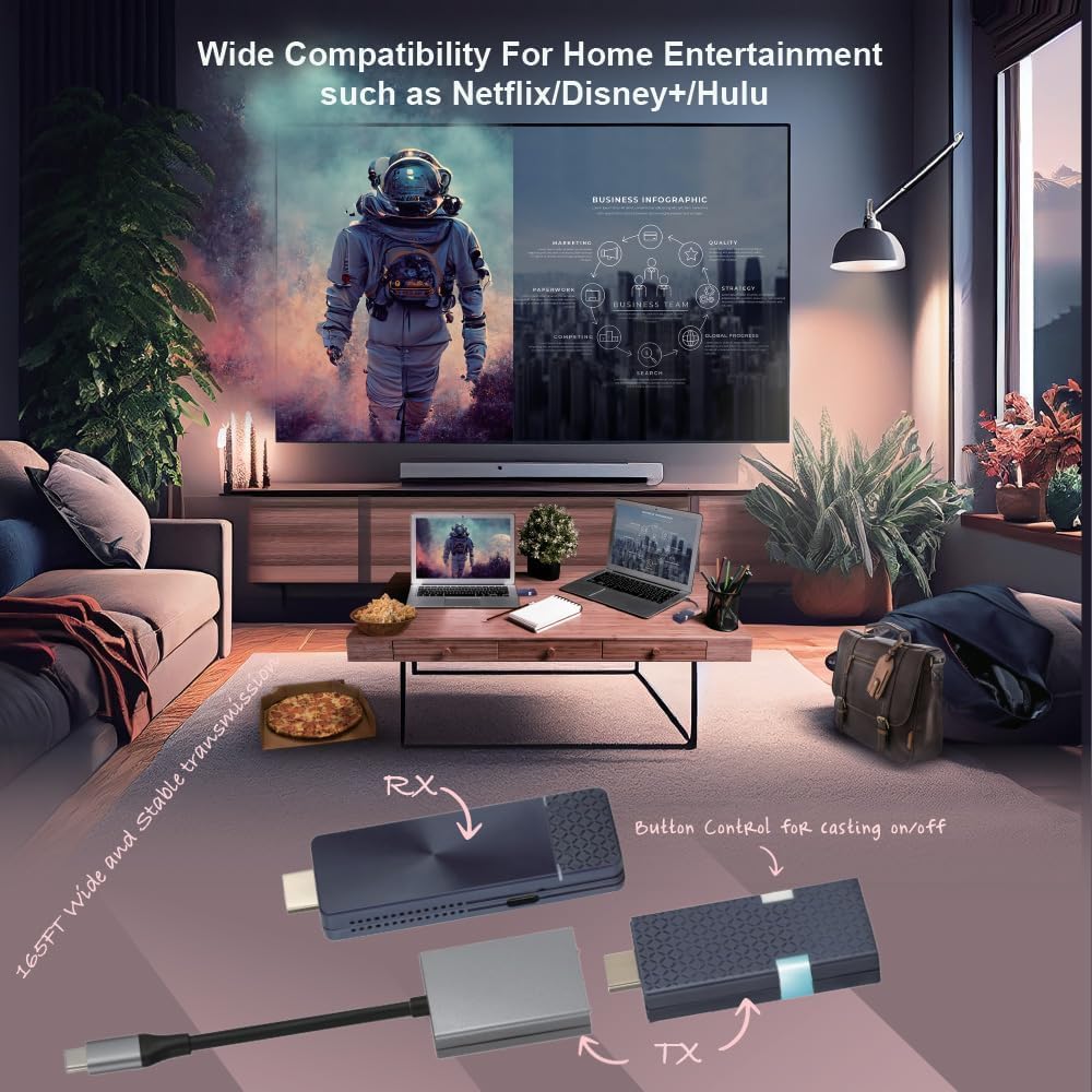 CastGo, Wireless Display, 5G Wireless HDMI Extender and Receiver, 4K@30Hz, Support AirPlay, Miracast, Chromecast, Transmitter and Receiver